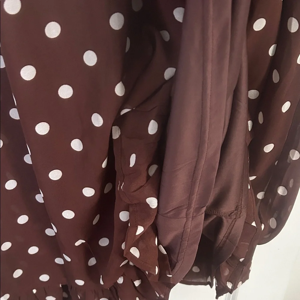 Brown Polka Dot Midi Dress - Picture 5 of 5